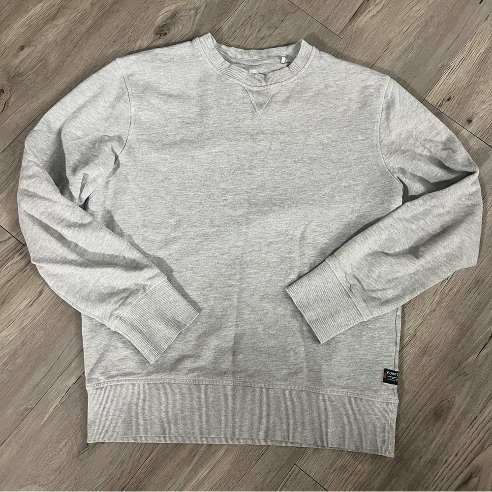 Point Zero Gray Crewneck Sweater Classic Cotton Blend